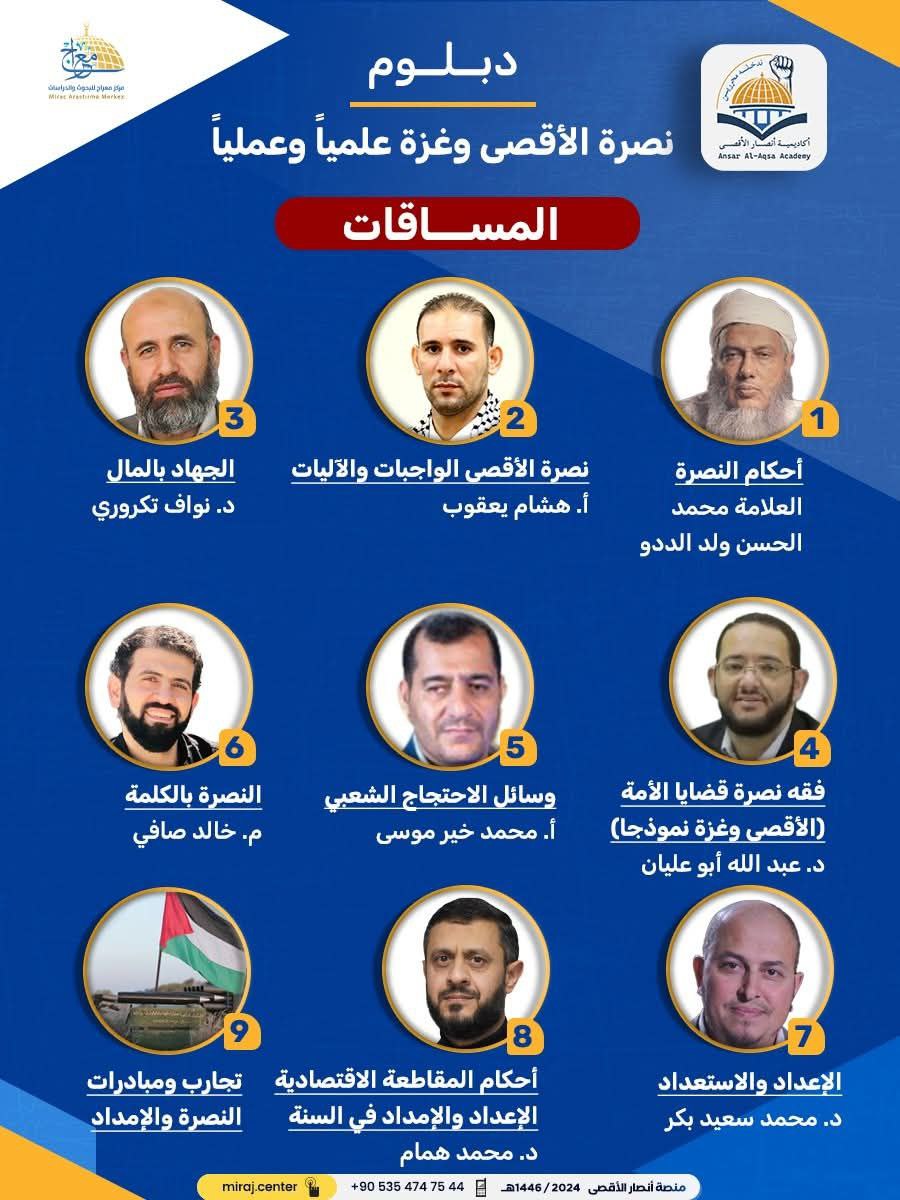 الدبلوم النوعي “نصرة الأقصى وغزة علمياً وعملياً”.